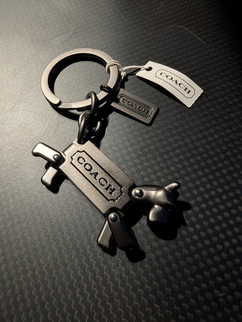 COACH Gunmetal Dog Keychain